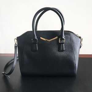 Calvin Klein Black Saffiano Leather Satchel